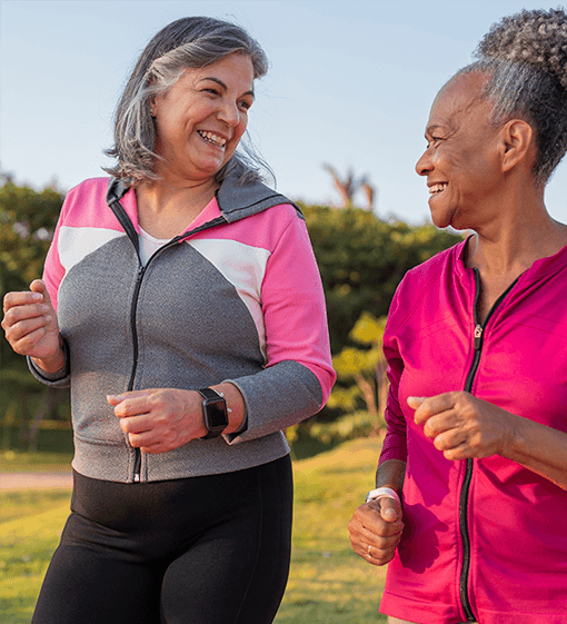 Two women jogging