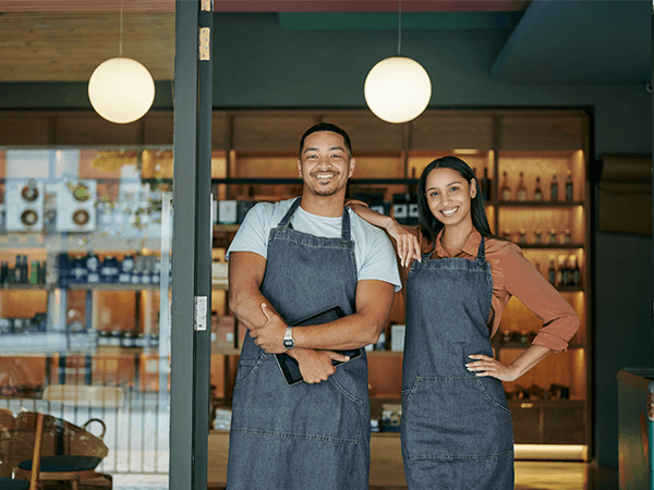 male and female shop owners